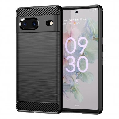 Dėklas Carbon Case flexible Google Pixel 7 Juodas