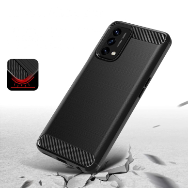 Dėklas Carbon Case Flexible OnePlus Nord N200 5G Juodas 2