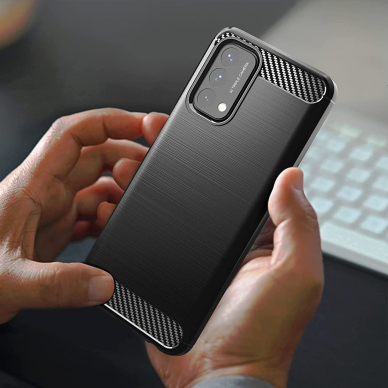 Dėklas Carbon Case Flexible OnePlus Nord N200 5G Juodas 7