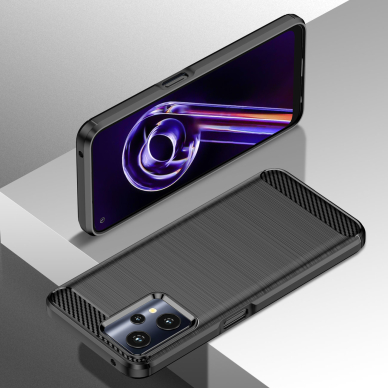 Dėklas Carbon Case Flexible Realme 9 Pro Juodas 5