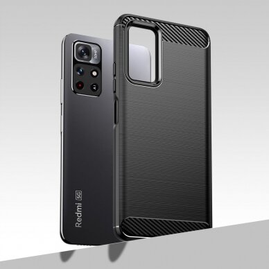 Dėklas Carbon Flexible Cover Poco M4 Pro 5G Juodas 4