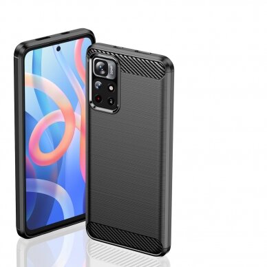 Dėklas Carbon Flexible Cover Poco M4 Pro 5G Juodas 6