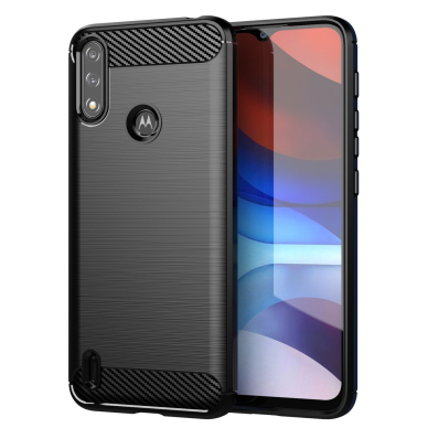 Dėklas Carbon Case Flexible Motorola Moto E7i Power Juodas