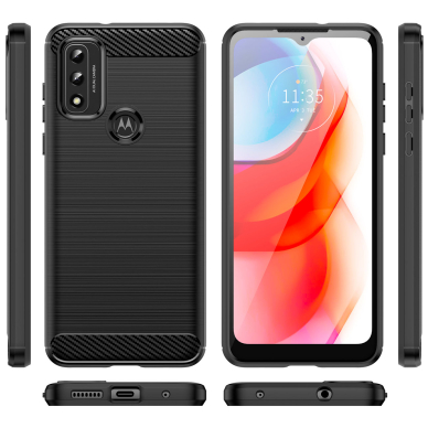 Dėklas Carbon Case Flexible Motorola Moto G Play 2022 Juodas 6