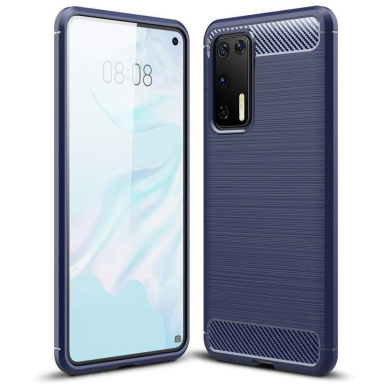 Dėklas Carbon Case Flexible Huawei P40 Mėlynas