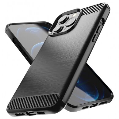 Dėklas Carbon Case Flexible iPhone 13 Pro juodas 1