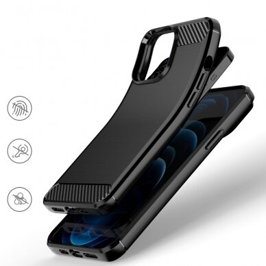 Dėklas Carbon Case Flexible iPhone 13 Pro juodas 4