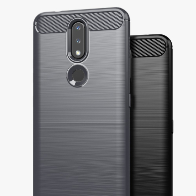 Dėklas Carbon Case Flexible TPU Nokia 2.4 Juodas 8