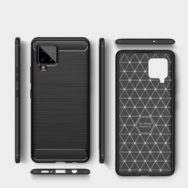 Dėklas Carbon Case TPU Case Samsung Galaxy A42 5G Tamsiai mėlynas 1