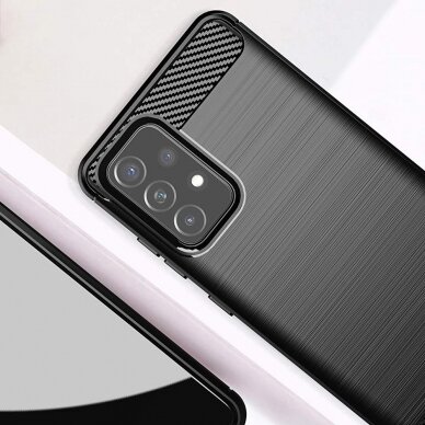 Dėklas Carbon Case Flexible Cover TPU Samsung Galaxy A72 4G Juodas 2