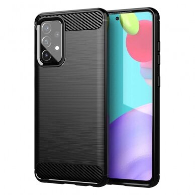 Dėklas Carbon Case Flexible Cover TPU Samsung Galaxy A72 4G Juodas