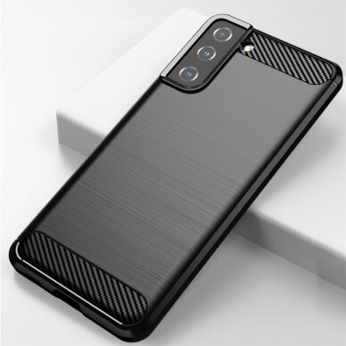 Dėklas Carbon Case Flexible Cover TPU Samsung Galaxy S21+ 5G (S21 Plus 5G) juodas 3