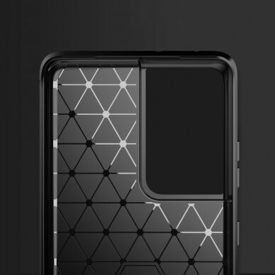 Dėklas Carbon Case Flexible Cover TPU Samsung Galaxy S21 Ultra 5G Tamsiai mėlynas 2