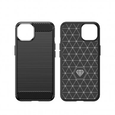 Dėklas Carbon Case flexible for iPhone 14 Plus Juodas 13