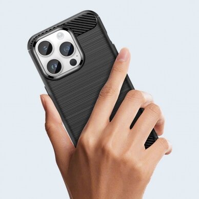 Dėklas Carbon Case flexible for iPhone 14 Pro Max Mėlynas 12