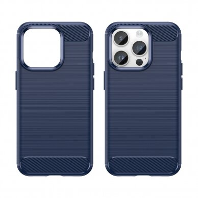 Dėklas Carbon Case flexible for iPhone 14 Pro Max Mėlynas 7