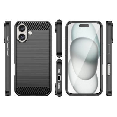 Silikoninis dėklas Carbon iPhone 16 Plus Silicone Case - Juodas 2