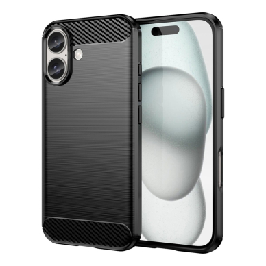 Silikoninis dėklas Carbon iPhone 16 Plus Silicone Case - Juodas