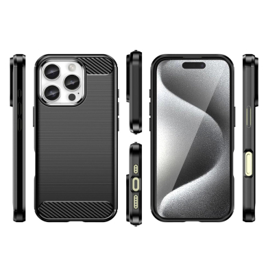 Silikoninis dėklas Carbon iPhone 16 Pro Max Silicone Case - Juodas 2