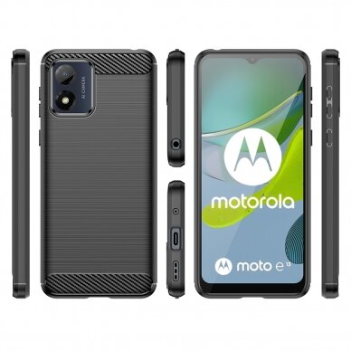 Dėklas Carbon Motorola Moto E13 Juodas 1