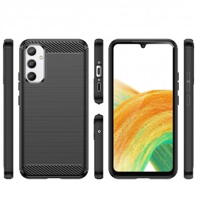 Dėklas Carbon Case flexible Samsung Galaxy A04e Juodas UGLX912 1