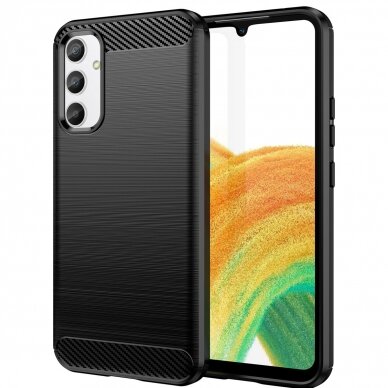 Dėklas Carbon Case flexible Samsung Galaxy A34 5G Juodas