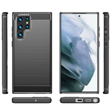 Dėklas Carbon Case Samsung Galaxy S23 Ultra juodas 1