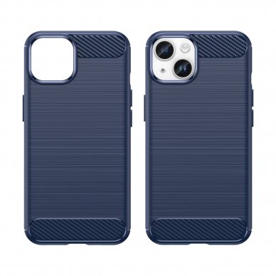 Dėklas Carbon Case flexible iPhone 14 Mėlynas 7