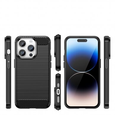 Dėklas Carbon Case flexible iPhone 14 Pro Juodas 1