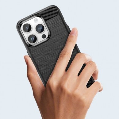 Dėklas Carbon Case flexible iPhone 14 Pro Mėlynas 12