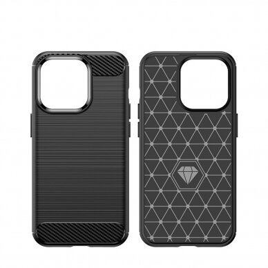 Dėklas Carbon Case flexible iPhone 14 Pro Max Juodas 13