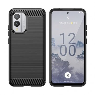 Akcija! Dėklas Carbon Nokia X30 - Juodas  1