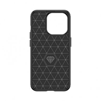 Dėklas Carbon pattern flexible iPhone 15 Pro - Juodas 2