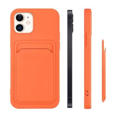 Dėklas su kišenėle kortelėms Card Case iPhone 13 mini Oranžinis 8