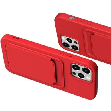 Dėklas su kišenėle kortelėms Card Case iPhone 13 Pro Max Oranžinis 6