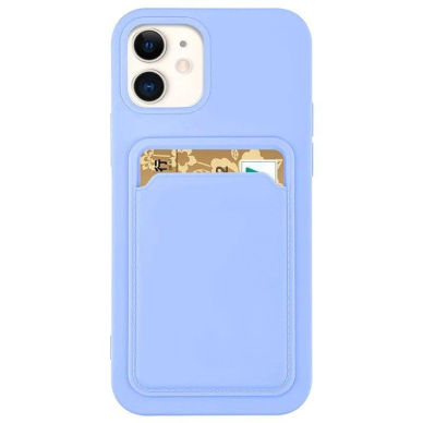 Dėklas su kišenėle kortelėms Card Case silicone wallet iPhone 13 Pro Max Violetinis