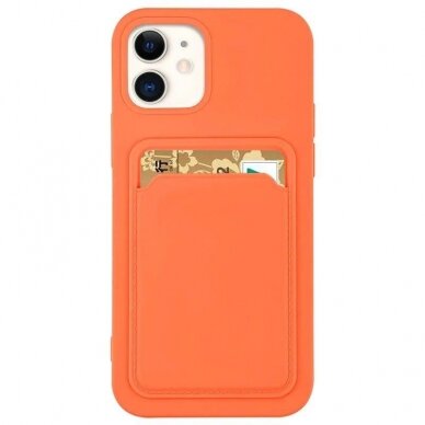 Dėklas su kišenėle kortelėms Card Case iPhone 13 Pro Oranžinis