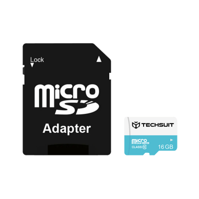 [Užsakomoji prekė] Atminties kortelė MicroSDHC 16GB + Adaptor - Techsuit - Juodas