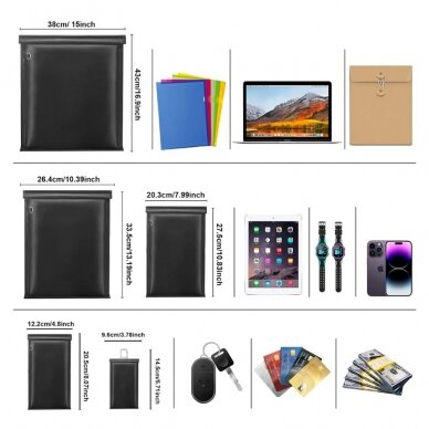 [Užsakomoji prekė] Dėklas Card, Key and Money Case, RFID, 14x9cm - Techsuit (AF4) - Juodas 4