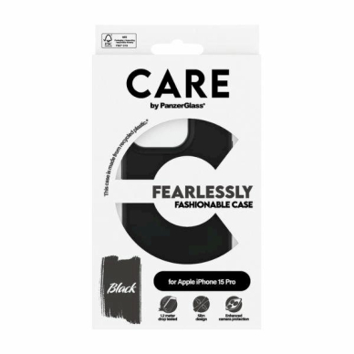 Apsauginis dėklas CARE by PanzerGlass Fearlessly Fashionable  iPhone 15 Pro - Juodas 3