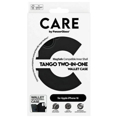 Dėklas CARE by PanzerGlass Feature Tango 2in1 Wallet MagSafe  iPhone 16 - Juodas 3