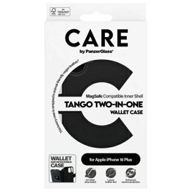 Dėklas CARE by PanzerGlass Feature Tango 2in1 Wallet MagSafe  iPhone 16 Plus - Juodas 3