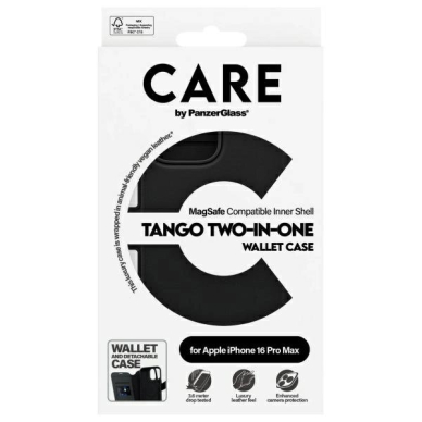 Dėklas CARE by PanzerGlass Feature Tango 2in1 Wallet MagSafe  iPhone 16 Pro Max - Juodas 3