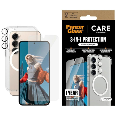 CARE by PanzerGlass Flagship 3in1 Dėklas + Stiklas + Kameros apsauga Samsung Galaxy S25