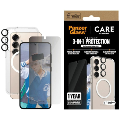 CARE by PanzerGlass Flagship 3in1 Dėklas + Privacy stiklas + kameros apsauga Samsung Galaxy S25+