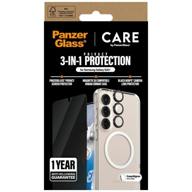 CARE by PanzerGlass Flagship 3in1 Dėklas + Privacy stiklas + kameros apsauga Samsung Galaxy S25+ 3