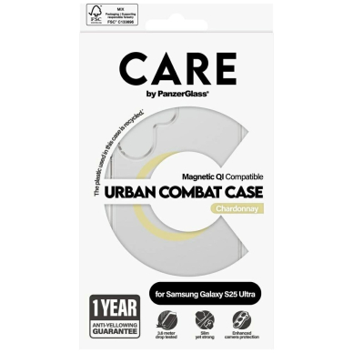 CARE by PanzerGlass Flagship Urban Combat Chardonnay QI Dėklas Samsung Galaxy S25 Ultra - Permatomas 3