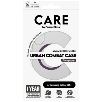 CARE by PanzerGlass Flagship Urban Combat Purple QI Dėklas Samsung Galaxy S25+ - Permatomas 3