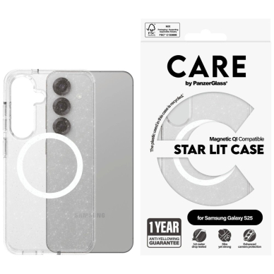 CARE by PanzerGlass Flagship Urban Combat Starlight White QI Dėklas Samsung Galaxy S25 - Permatomas