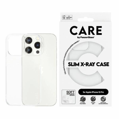 Apsauginis dėklas CARE by PanzerGlass Slim X-Ray  iPhone 15 Pro - permatomas